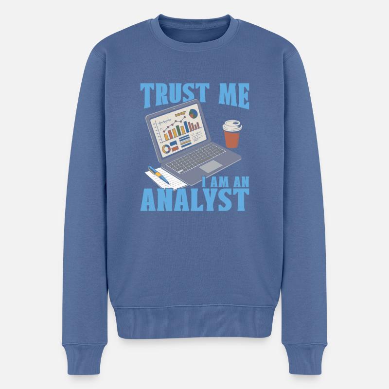 Analyste - Pull Premium bio Homme - bleu pigeon