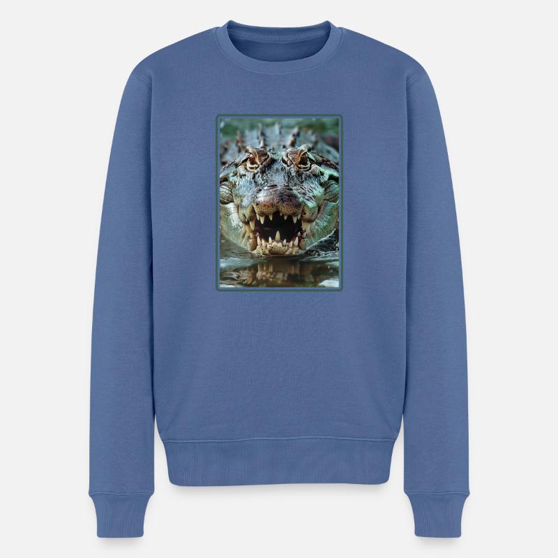 Krokodile Krokodil - Männer Premium Bio Pullover - Taubenblau