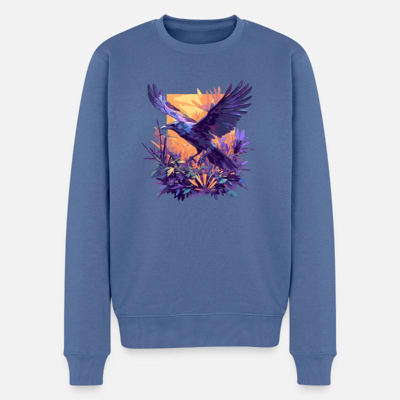 Krähen Krähe - Männer Premium Bio Pullover - Taubenblau