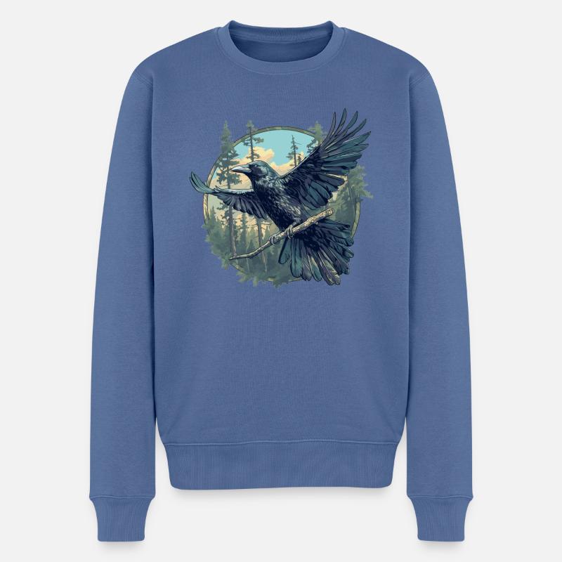 Krähen Krähe - Männer Premium Bio Pullover - Taubenblau
