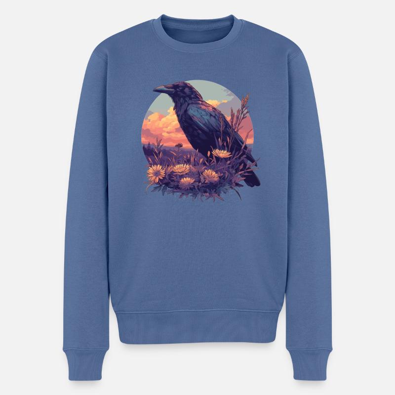 Krähen Krähe - Männer Premium Bio Pullover - Taubenblau
