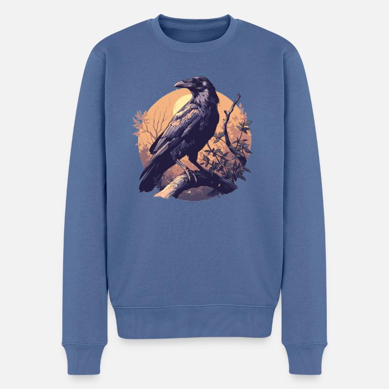 Krähen Krähe - Männer Premium Bio Pullover - Taubenblau