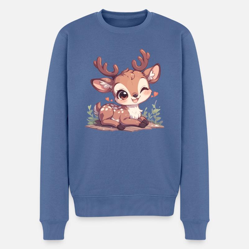 Cerf Cerf - Pull Premium bio Homme - bleu pigeon