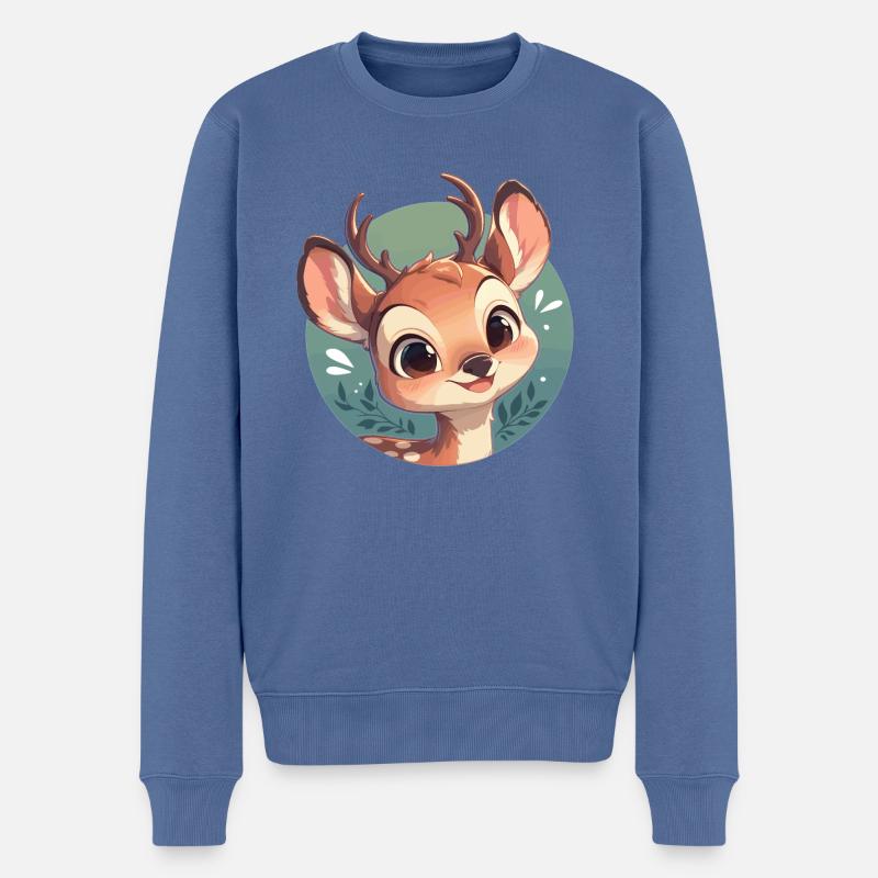 Cerf Cerf - Pull Premium bio Homme - bleu pigeon