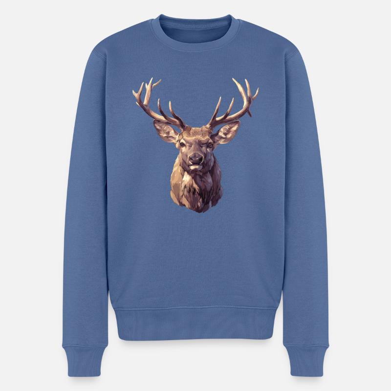 Cerf Cerf - Pull Premium bio Homme - bleu pigeon