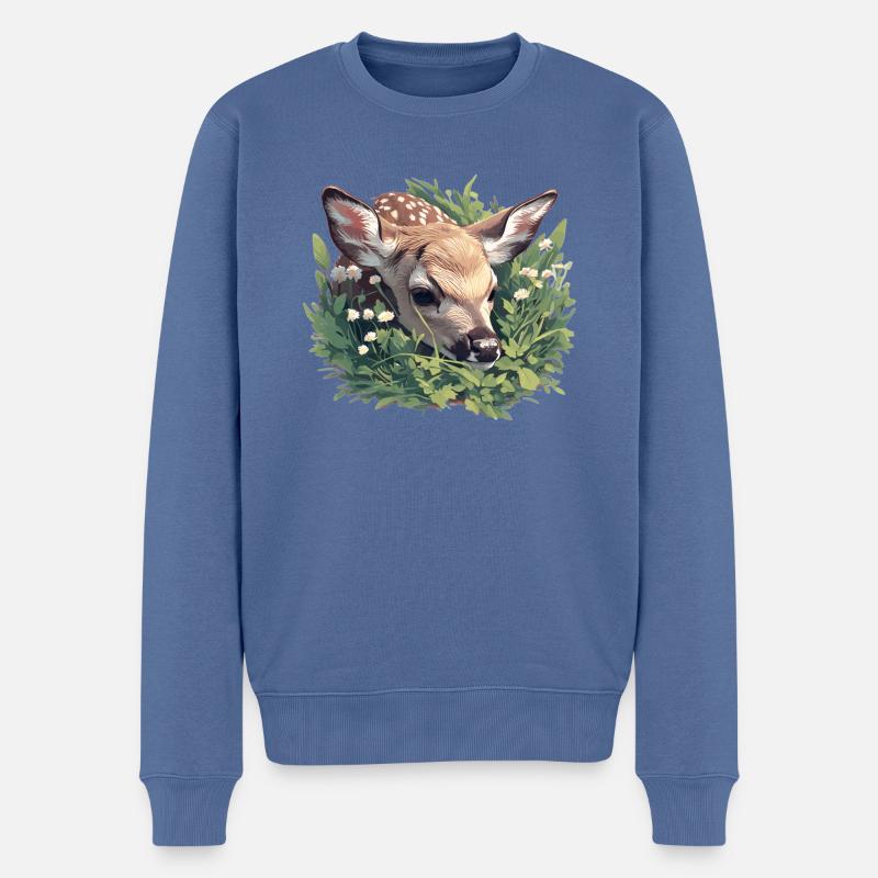 Cerf Cerf - Pull Premium bio Homme - bleu pigeon