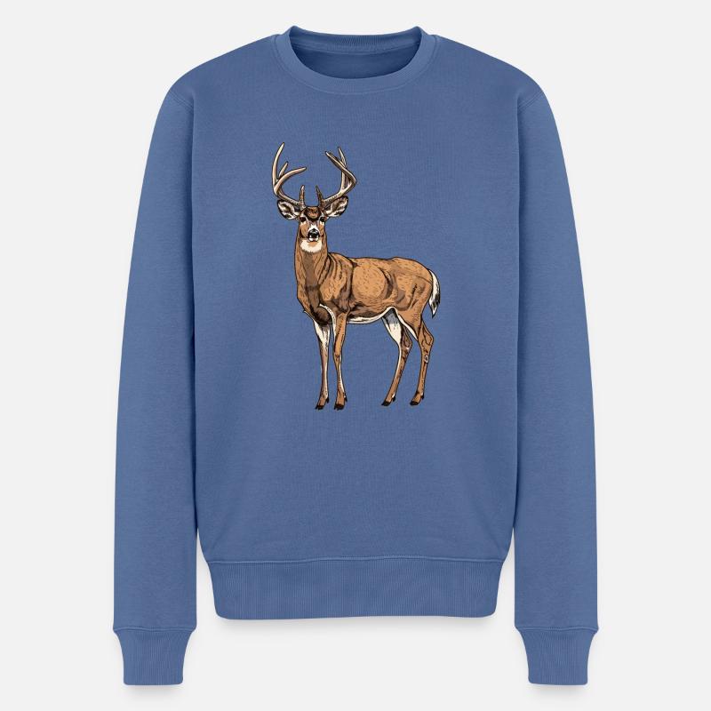 Cerf Cerf - Pull Premium bio Homme - bleu pigeon