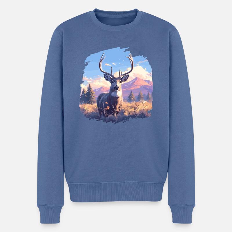 Cerf Cerf - Pull Premium bio Homme - bleu pigeon