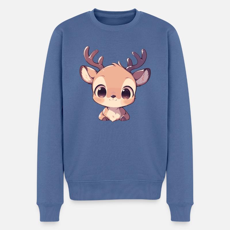 Elche Elch - Männer Premium Bio Pullover - Taubenblau