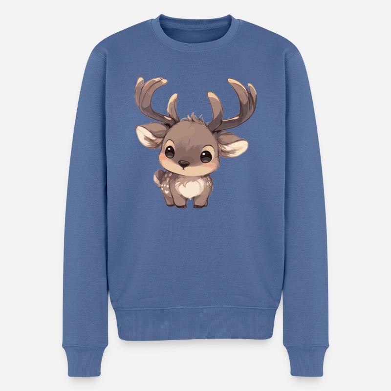 Elche Elch - Männer Premium Bio Pullover - Taubenblau