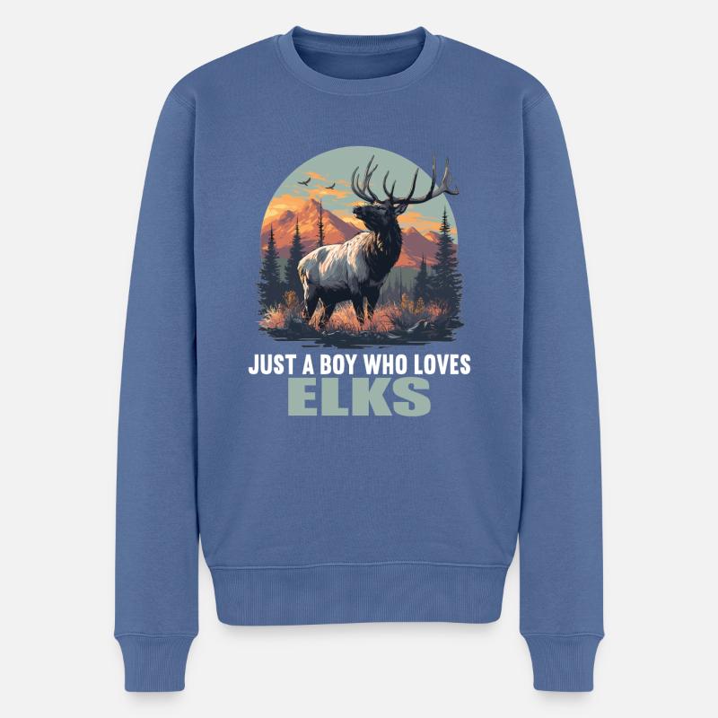 Elche Elch - Männer Premium Bio Pullover - Taubenblau