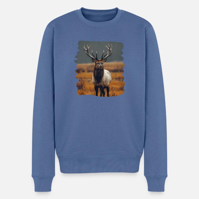 Elche Elch - Männer Premium Bio Pullover - Taubenblau