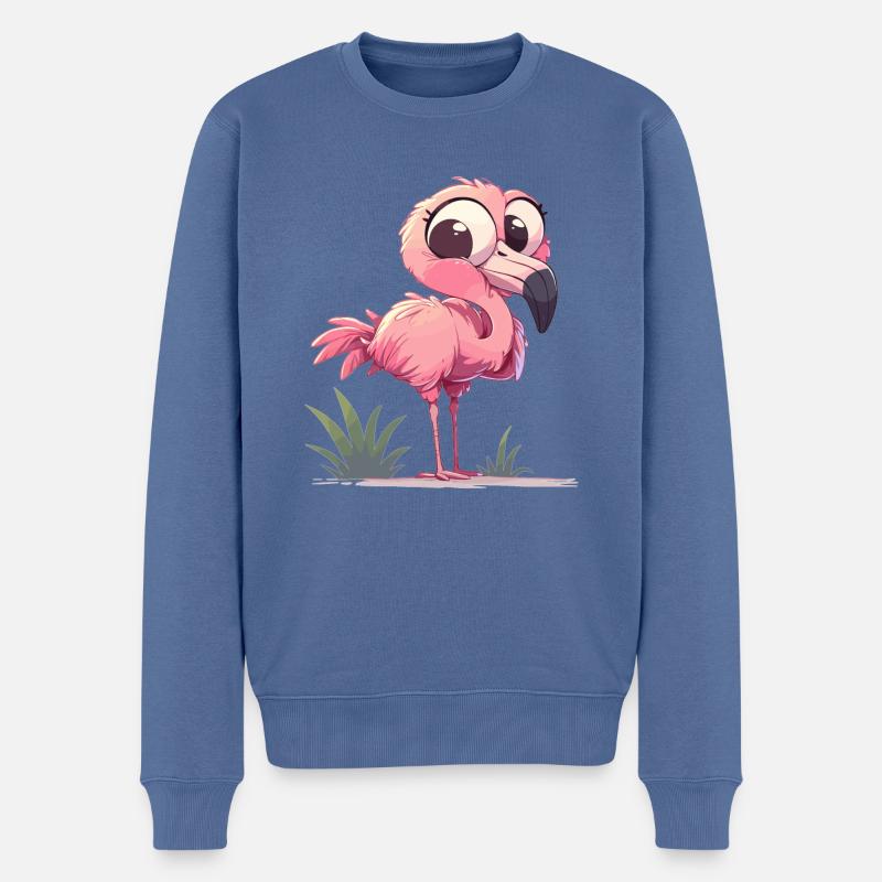 Flamingos Flamingo - Männer Premium Bio Pullover - Taubenblau