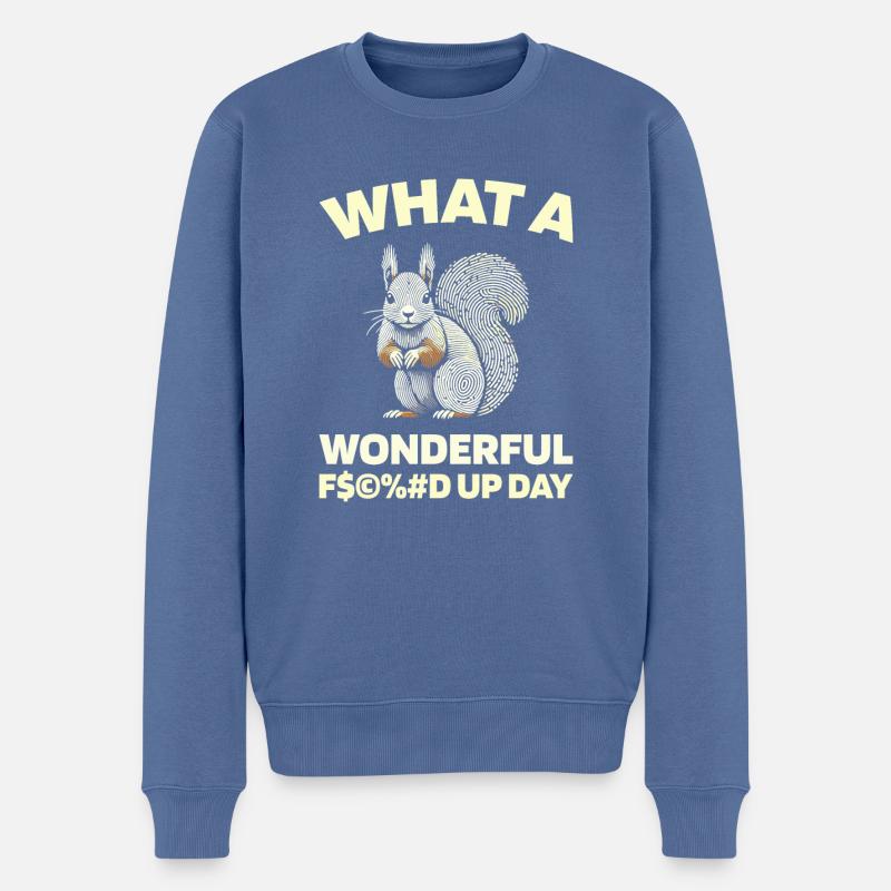 Eichhörnchen Fucked Up Day - Männer Premium Bio Pullover - Taubenblau