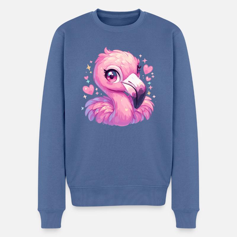 Flamingos Flamingo - Männer Premium Bio Pullover - Taubenblau