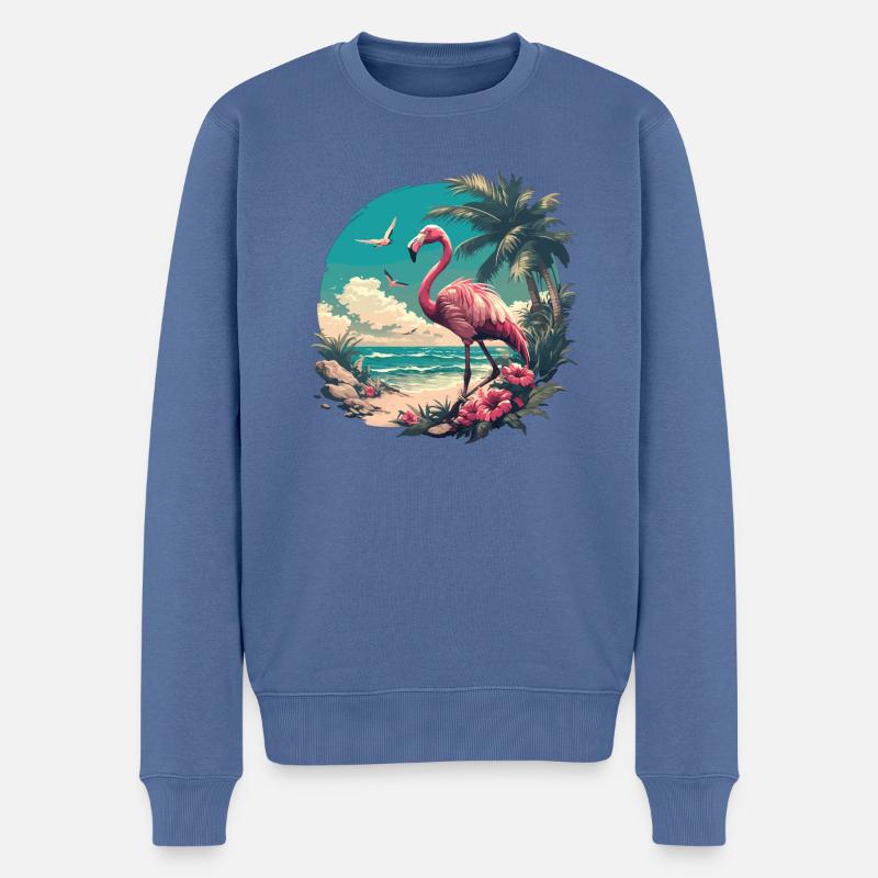 Flamingos Flamingo - Männer Premium Bio Pullover - Taubenblau