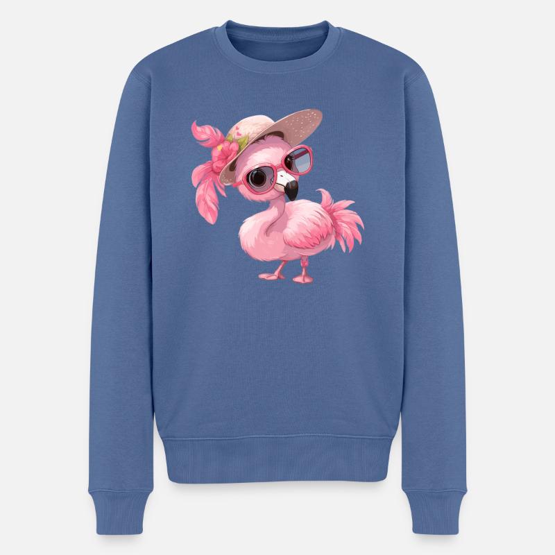 Flamingos Flamingo - Männer Premium Bio Pullover - Taubenblau