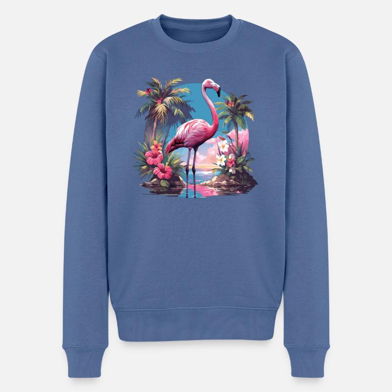 Flamingos Flamingo - Männer Premium Bio Pullover - Taubenblau