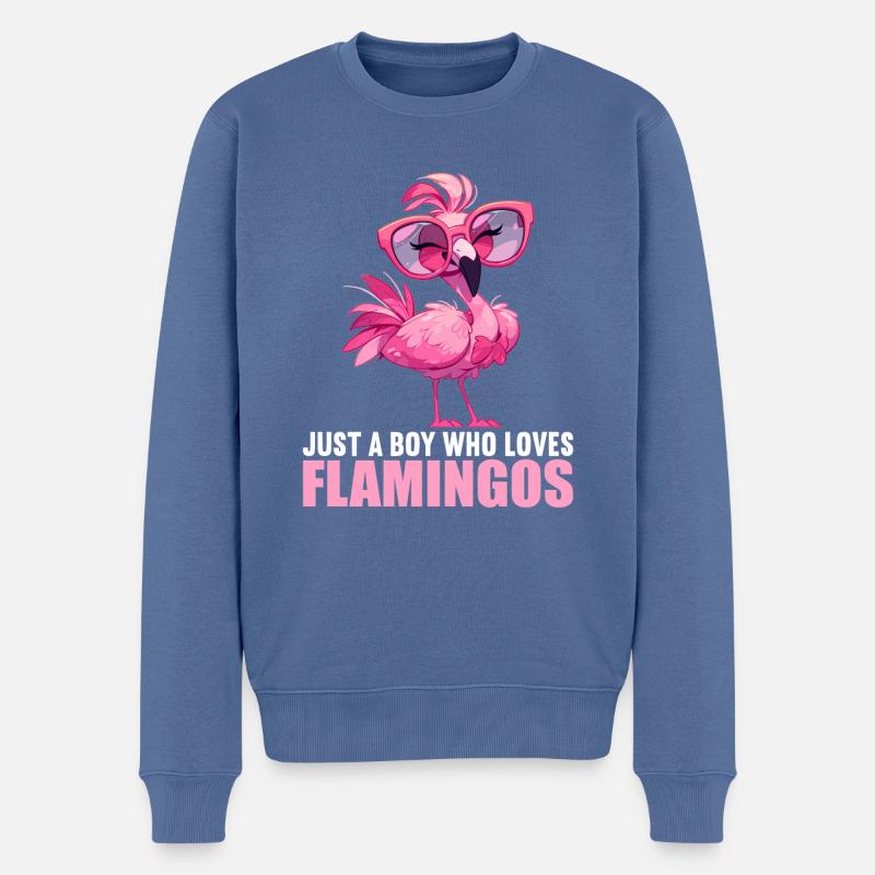 Flamingos Flamingo - Männer Premium Bio Pullover - Taubenblau