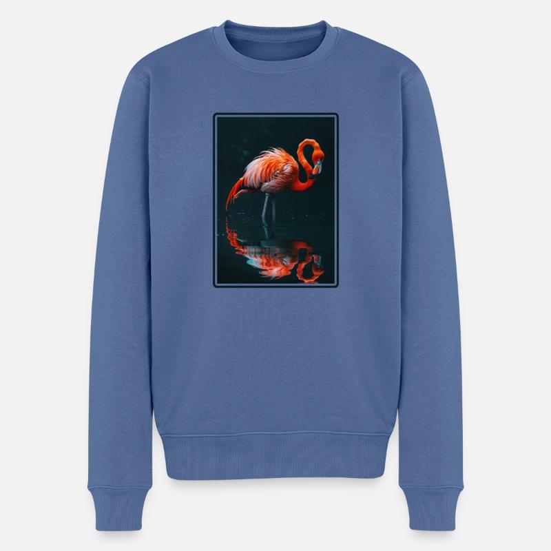 Flamingos Flamingo - Männer Premium Bio Pullover - Taubenblau