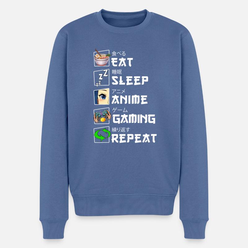 Funny Japanese Eat Sleep Anime Gaming Repeat Manga - Männer Premium Bio Pullover - Taubenblau