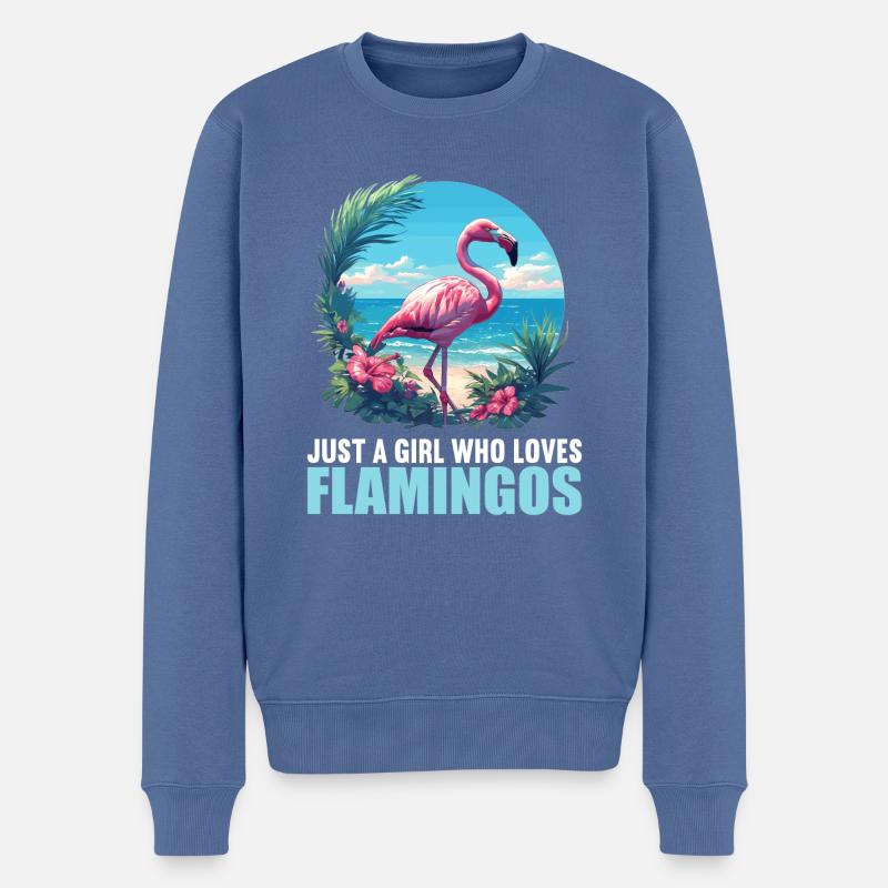 Flamingos Flamingo - Männer Premium Bio Pullover - Taubenblau