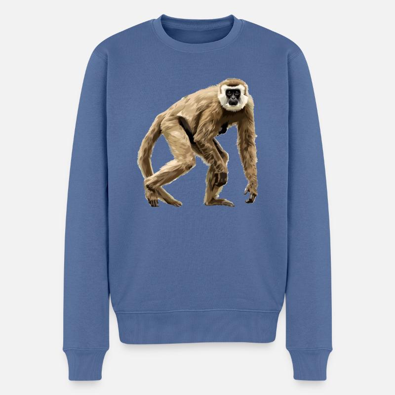 Gibbons Gibbon - Männer Premium Bio Pullover - Taubenblau