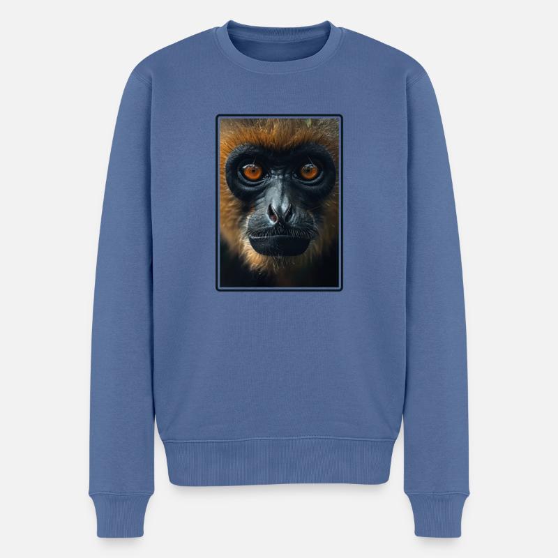 Gibbons Gibbon - Männer Premium Bio Pullover - Taubenblau