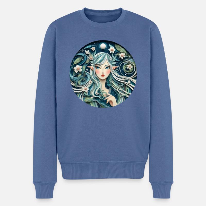 Elfe, Fee, Fantasy - Männer Premium Bio Pullover - Taubenblau