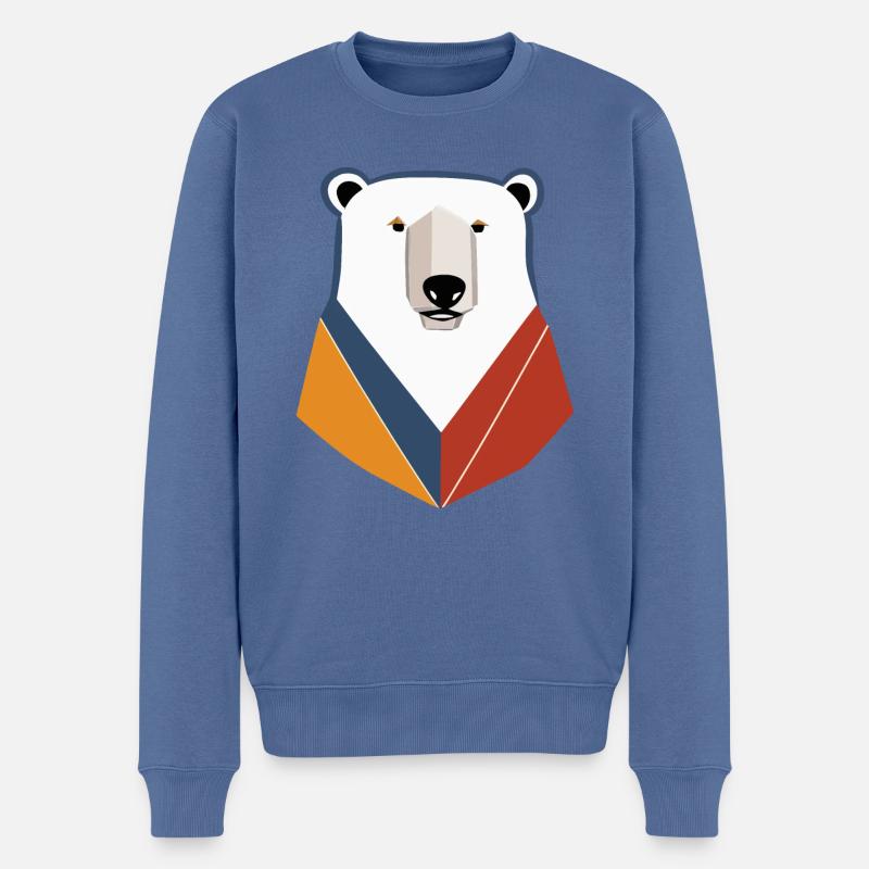 Ours blanc - Pull Premium bio Homme - bleu pigeon