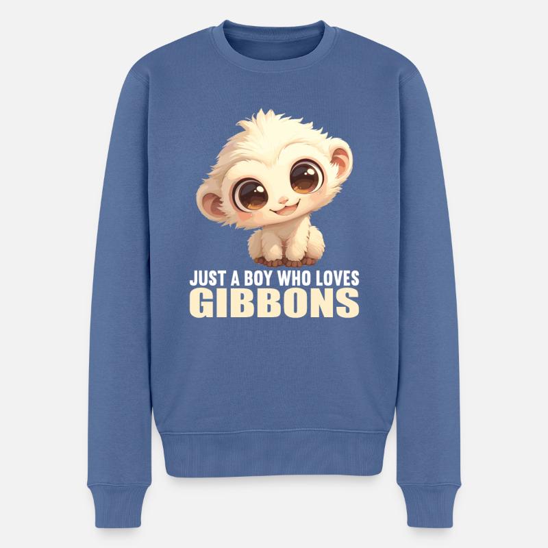 Gibbons Gibbon - Männer Premium Bio Pullover - Taubenblau