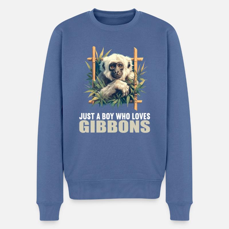 Gibbons Gibbon - Männer Premium Bio Pullover - Taubenblau