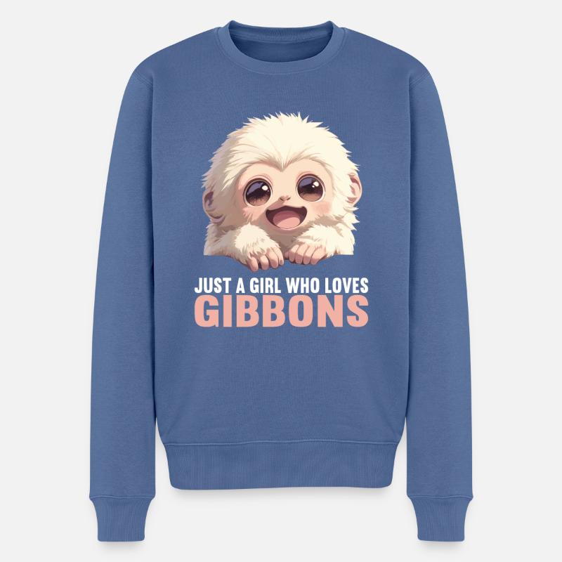 Gibbons Gibbon - Männer Premium Bio Pullover - Taubenblau