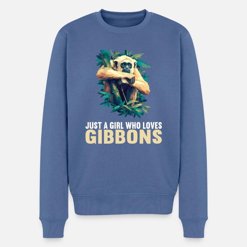 Gibbons Gibbon - Männer Premium Bio Pullover - Taubenblau