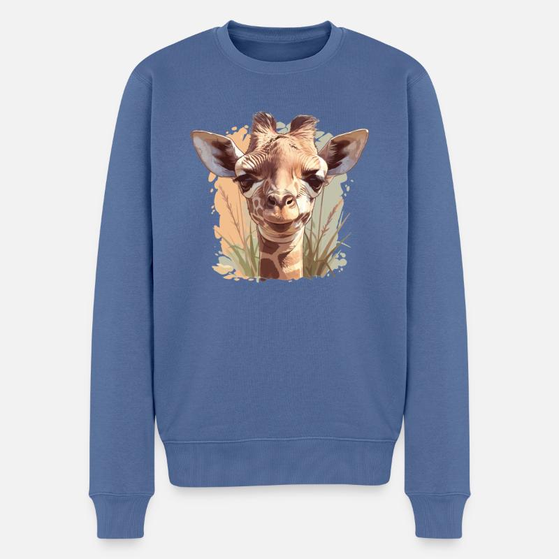 Giraffen Giraffe - Männer Premium Bio Pullover - Taubenblau