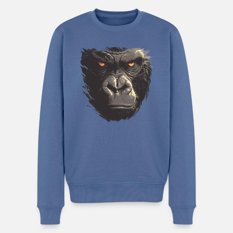 Gorilles Gorilles - Pull Premium bio Homme - bleu pigeon