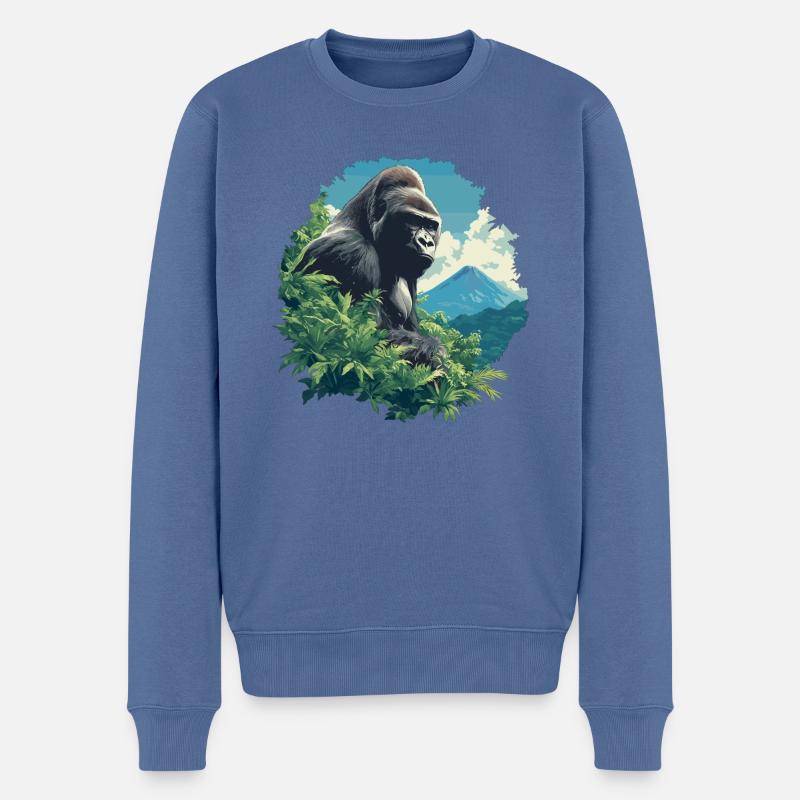 Gorilles Gorilles - Pull Premium bio Homme - bleu pigeon