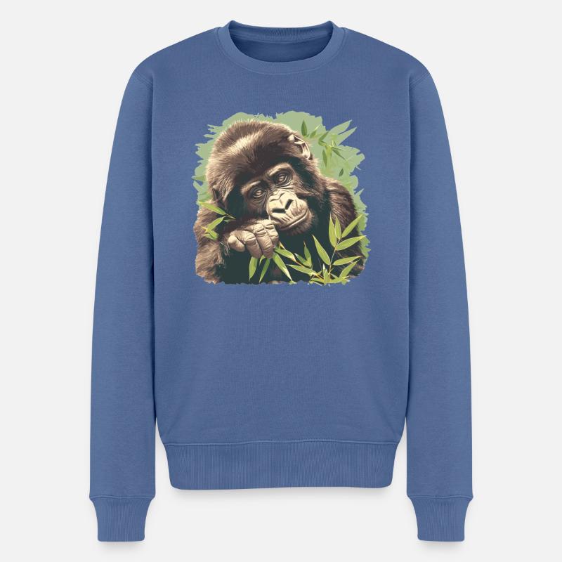 Gorilles Gorilles - Pull Premium bio Homme - bleu pigeon