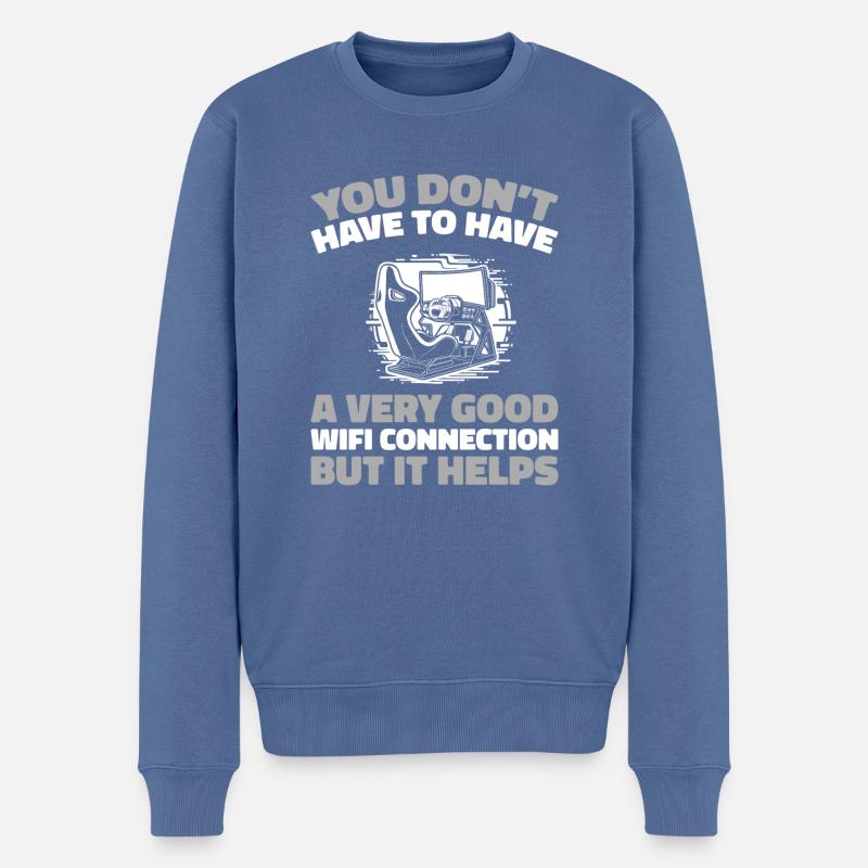 Sim Racing - Pull Premium bio Homme - bleu pigeon