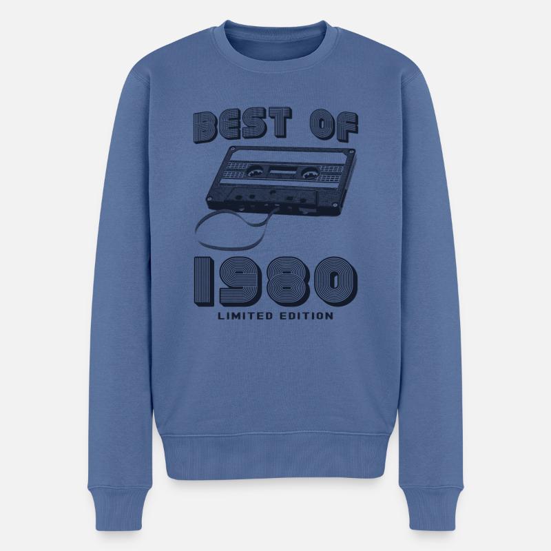 Das Beste aus 1980 Vintage Retro 45. Geburtstag Mixtape - Männer Premium Bio Pullover - Taubenblau