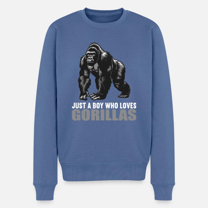 Gorilles Gorilles - Pull Premium bio Homme - bleu pigeon