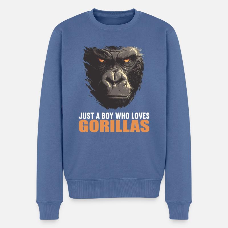 Gorilles Gorilles - Pull Premium bio Homme - bleu pigeon