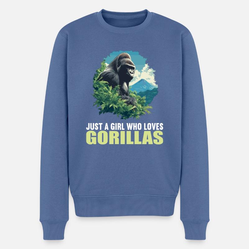 Gorilles Gorilles - Pull Premium bio Homme - bleu pigeon