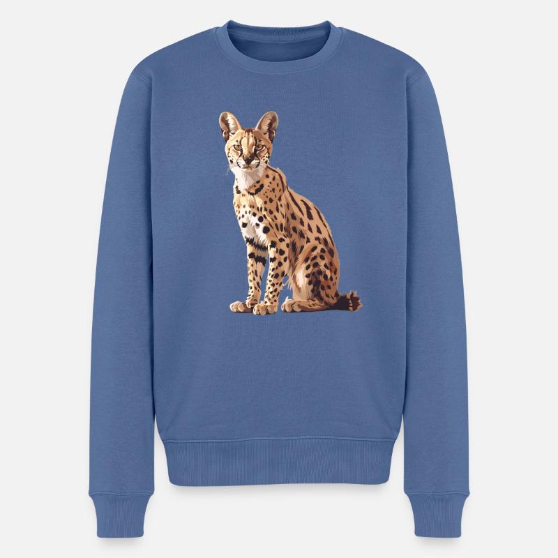 Servale Serval - Männer Premium Bio Pullover - Taubenblau