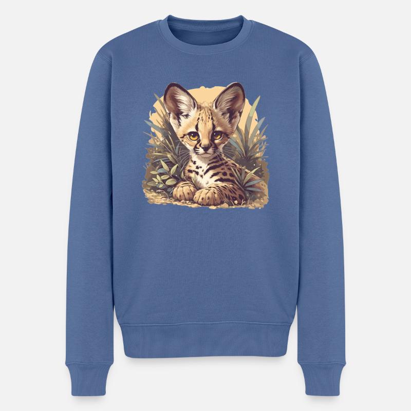 Servale Serval - Männer Premium Bio Pullover - Taubenblau