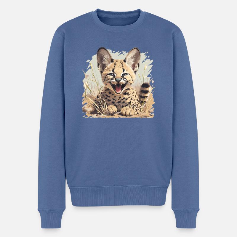 Servale Serval - Männer Premium Bio Pullover - Taubenblau