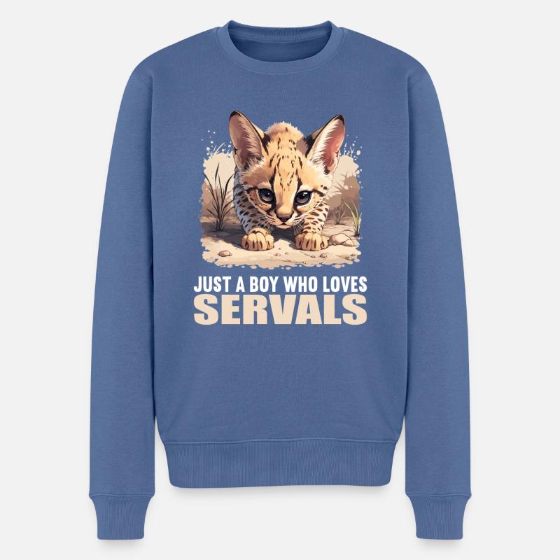 Servale Serval - Männer Premium Bio Pullover - Taubenblau