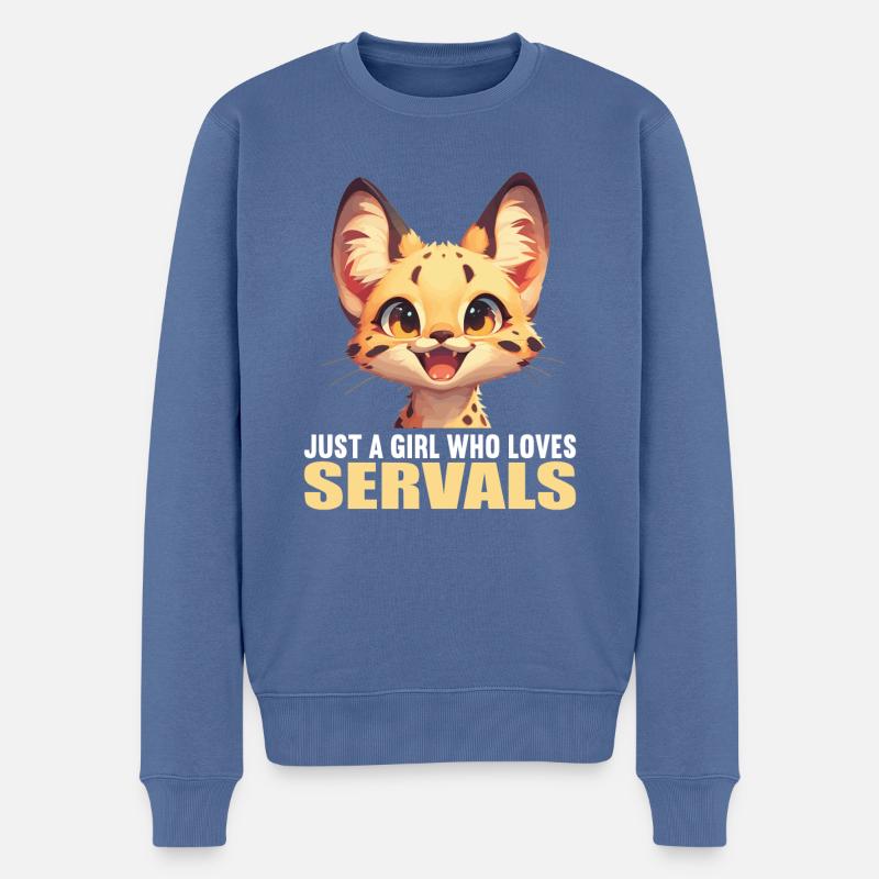 Servale Serval - Männer Premium Bio Pullover - Taubenblau