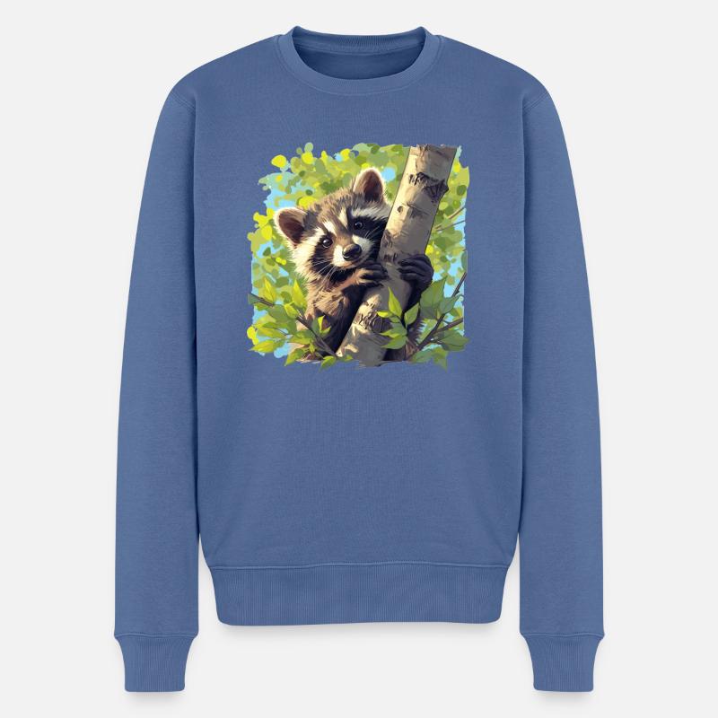 Waschbären Waschbär - Männer Premium Bio Pullover - Taubenblau