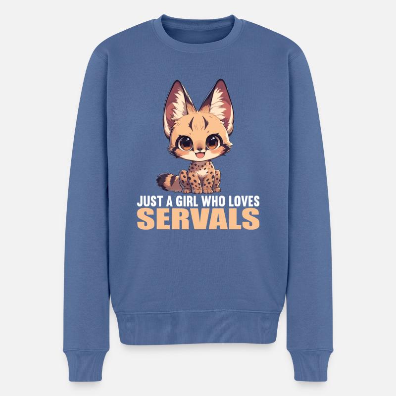Servale Serval - Männer Premium Bio Pullover - Taubenblau